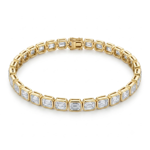 กำไลข้อมือเพชรทรงสี่เหลี่ยมมรกตแบบฝังขอบทองคำขาว 18K และทองคำเหลือง เพชรเพาะเลี้ยงในห้องปฏิบัติการ รับรองโดย IGI เครื่องประดับคลาสสิกสำหรับผู้หญิง - Product Image 2