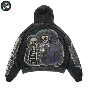 เสื้อฮู้ดดี้ดีไซน์ใหม่ล่าสุด แฟชั่นยอดนิยม ดีไซน์สวยที่สุด สีพื้นเรียบง่าย ผ้าคอตตอนผสม แต่งลายปักแบบดิสเทรส สำหรับผู้ชาย - Product Image 6