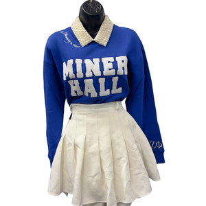 เสื้อสเวตเชิ้ต Zeta Phi Beta Sorority Fleece Miner Hall สำหรับผู้หญิง สีน้ำเงิน ตัวอักษรกรีก ปกคอพับได้ ปรับแต่งได้ ใส่สบาย เหมาะสำหรับฤดูหนาว - Product Image 1