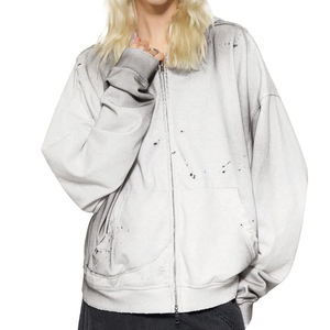 Sudadera con capucha unisex de corte holgado, de tejido grueso, con efecto desgastado, hombros caídos, estilo urbano, con logotipo personalizado - Product Image 5