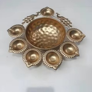 Designer Look Metal Urli Bowl Floating Diya Water Bowl Brass Finish Urli for <b>Home</b> <b>Temple</b> Decor - Product Image 3