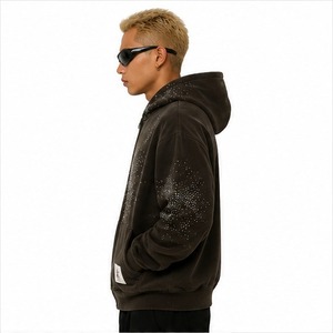 Sudadera con Pedrería para Hombre, Estilo Moderno, Sensación de Algodón Suave, Diseño con Pedrería Brillante, Prenda Esencial para Uso Diario - Product Image 3