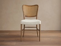 Chaise de salle à manger élégante et écologique en teck massif avec dossier en rotin et assise rembourrée, résistante à l'eau, style moderne et léger pour appartement