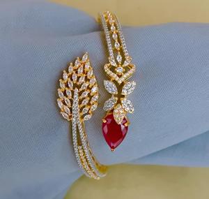 Trendy Gold Plated Brass <b>Charm</b> Bracelet for Women with Zircon Stones Party Occasion - Product Image 2