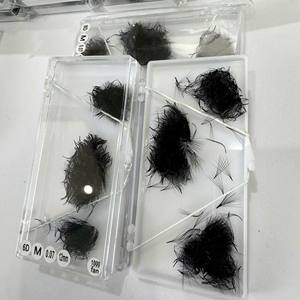 Extensions de cils synthétiques de haute qualité, faits à la main, 3D-8D, courbure CC/DD/L/M, base pointue, noir mat naturel de haute qualité - Product Image 4