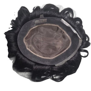 Perruque toupet en cheveux humains mono de qualité supérieure, origine Taz Hair Autriche, style Bangladesh, avec des ondulations naturelles et profondes - Product Image 1