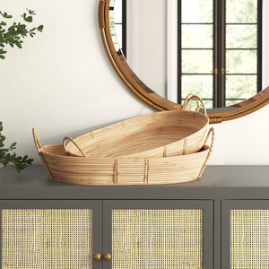 ชุดถาดเครื่องจักสาน2ถาดสำหรับตกแต่งบ้านที่หรูหราและมีสไตล์ - Product Image 2