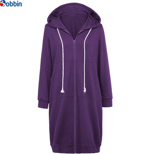 Sudadera Larga con Capucha y Cremallera para Mujer de BOBBIN INDUSTRIES, Color Sólido, Tejido de Algodón, Informal, con Bolsillos, para Otoño e Invierno - Product Image 5