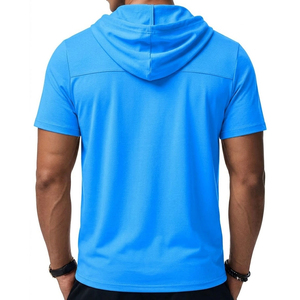 Custom Men's 100% Cotton Winter <b>Short</b> <b>Sleeve</b> Front Logo Printed Breathable Pullover Athletic <b>Hoodie</b> Personalized Gym - Product Image 5