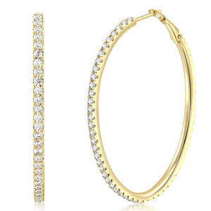 Elegantes pendientes de aro de moissanita atmosféricos, de plata de ley 925, con incrustaciones de moissanita, para mujer. - Product Image 3