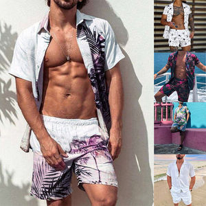 Nouvel ensemble homme été respirant décontracté t-shirt à manches courtes et short personnalisable 100% coton 2 pièces 300g transfert thermique - Product Image 4