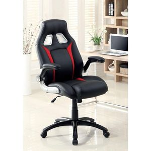 Elegante Sedia da Ufficio Nera e Rossa con Comode Funzioni di Relax Regolabili e Braccioli Imbottiti per Gaming e Lavoro - Product Image 3