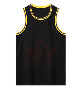 Débardeur de basketball noir personnalisé pour homme, col rond, sans manches, en maille respirante, imprimé par sublimation, vêtements de sport pour adultes - Product Image 1
