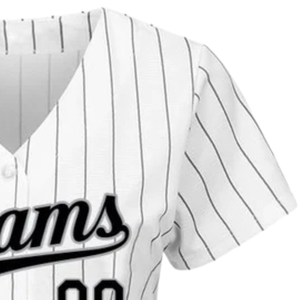 Men White Black Pinstripe Black Gray Baseball Jersey Button Front Team Shirt Breathable <b>Athletic</b> Practice Tournament Uniform - Product Image 4