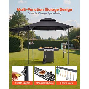 Gazebo BBQ à double niveau 8 x 5 pieds avec auvent supplémentaire, abri de terrasse en acier thermolaqué pour cour, 2 côtés. - Product Image 5