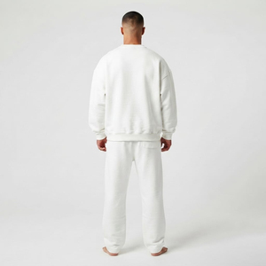 Ensemble de survêtement deux pièces pour homme de haute qualité 400 GSM, sweat-shirt et pantalon de survêtement épais, couleur blanc uni, personnalisable - Product Image 6