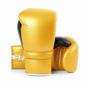 Derniers modèles de gants de boxe professionnels or et noir, fabriqués en cuir de vachette 100% original, avec lacets, pour créer votre propre marque. - Product Image 6