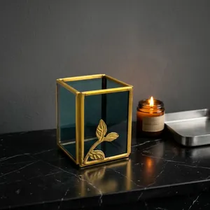 ARTISAN DESIGN Porte-bougie votif miniature en verre noir fait main de haute qualité, décoration de table, forme irrégulière - Product Image 2