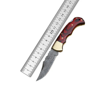 Cuchillo de Bolsillo Burraq Hecho a Mano con Acero de Damasco, Hoja de Punta Caída de 7 Pulgadas de Largo Total, Funda de Cuero para Regalos y Uso en Exteriores - Product Image 1