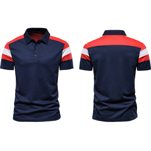 Polo de Manga Corta para Hombre 2026, Color Azul Marino con Bloques de Color, Rayas Rojas y Blancas, Diseño Tejido Transpirable e Informal - Product Image 6