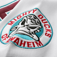 Maillot de hockey sur glace Mighty Ducks Anaheim personnalisé unisexe blanc, bleu sarcelle, rouge, col en V, manches longues, maille respirante, séchage rapide, été