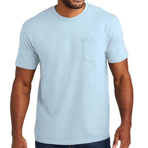 Camiseta de Manga Corta para Hombre, Cuello Redondo, Color Azul Claro, Corte Regular, Tejido Jersey Informal, 100% Algodón, Color Sólido, Diseño Liso - Product Image 1