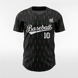Camiseta de Béisbol Personalizada 2025 con Rayas Abstractas Negras, Detalles Multicolor, Botones, Uniforme de Equipo, Nombre y Número Personalizados, Estilo Profesional - Product Image 1