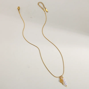 สร้อยคอจี้รูปเปลือกหอยสำหรับผู้หญิง ทำจากสแตนเลส 304 ชุบทอง 18K ความหนา 0.03µm - Product Image 2