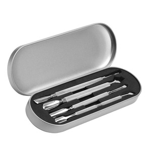 Lot de 4 repousse-cuticules en acier inoxydable, outil de suppression des peaux mortes, pour gel UV, nettoyage des ongles, soin des pieds, double face, kit de manucure - Product Image 3