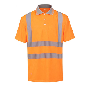 Hi Vis Men's Long Sleeve <b>Polo</b> Shirt Reflective Safety Workwear <b>Orange</b> Black Knitted Polyester Casual Plus Size - Product Image 6