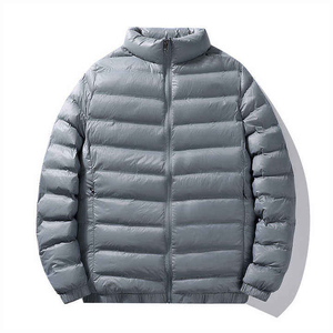 Men's Navy Blue Down Puffer Jacket Windproof Stand Collar Casual Winter <b>Coat</b> Regular Fit Zipper Closure Solid Color Insulated - Product Image 6