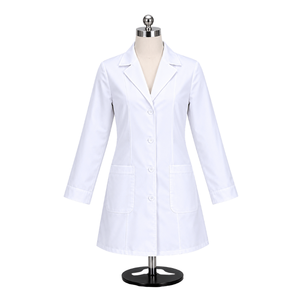 Bata Médica Profesional de Algodón para Mujer, Manga Larga, Blanca, con Protección Contra Pinchazos, Uniforme para Personal de Hospital y Enfermeras - Product Image 1