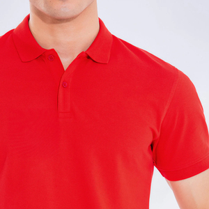 Polo de Piqué de Algodón Rojo de Manga Corta para Hombre, de Alta Calidad, Color Sólido, Corte Regular Informal, Diseño Transpirable - Product Image 2