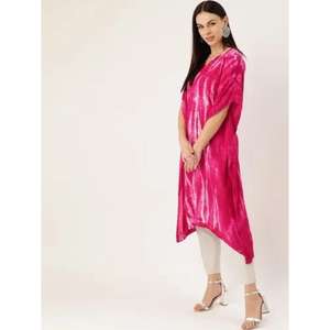 Vestido Kaftán Maxi Rosa Tie-Dye para Mujer, 100% Algodón, Ligero - Product Image 2