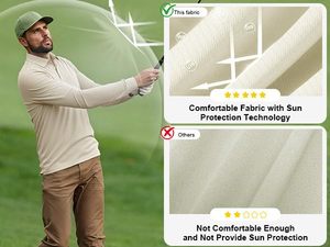 Chemise de golf à manches longues pour homme, polo boutonné élégant à motif graphique, couleur unie, pour un usage décontracté, professionnel ou en plein air, respirante - Product Image 4