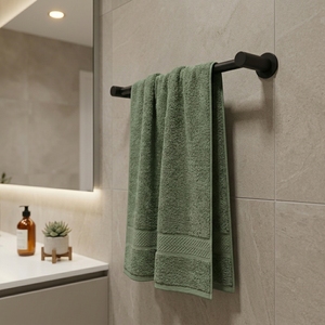 Premium Sage Green Solid Color Bath Towel 100% Cotton Ribbed Dobby Border Oeko-Tex Quick-Dry Absorbent High Density Wholesale - Product Image 4