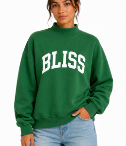 Sudadera Casual Oversize de Cuello Alto para Mujer, Algodón Suave, Logo Frontal, Estilo Urbano, Prenda Esencial de Moda - Product Image 1