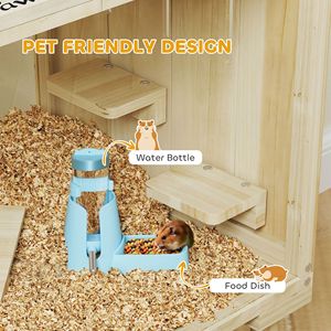 Grande Gabbia in Legno per Criceti 71 x 41 x 75 cm, in Legno Naturale con Gambe Stabili per Criceti Siriani, Criceti Nani, Gerbilli, Ragni - Product Image 5