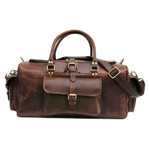 Sacs de voyage en cuir marron foncé pour hommes, qualité supérieure, design spacieux, fabrication durable, parfaits pour les voyages d'affaires et les week-ends - Product Image 3