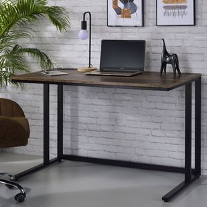 Scrivania per Computer Rettangolare in Noce e Nero con Porta USB e Presa Elettrica per la Scrittura - Product Image 2