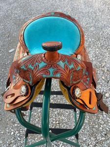 Nueva Silla de Montar Western Hecha a Mano de Cuero Genuino Tipo Barril con Cincha Ancha y Duradera para Equitación - Product Image 4