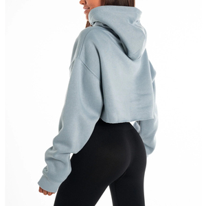 <b>Lightweight</b> Customized Women Winter Knitted Crop Top <b>Hoodie</b> High Quality Breathable Low MOQ Front Oversize <b>Hoodie</b> & Crop Top - Product Image 4