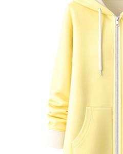 Sudadera con capucha larga amarilla suave para mujer, abrigo de invierno de forro polar con bolsillos canguro, ropa casual cálida, fabricación OEM personalizada - Product Image 4