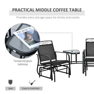 Sedia a dondolo da esterno a 2 posti con tavolino, design traspirante per veranda e giardino, ideale per il giardino di casa, per donna - Product Image 4