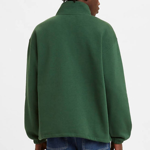 Custom Logo Men's Drop Shoulder <b>Fleece</b> Quarter Zip Collar <b>Jacket</b> - Product Image 5