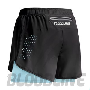 BLOODLINE Men's Blue Sport Shorts With Pockets Quick Dry Elastic Waist <b>Mid</b> Length Sublimation Print Design - Product Image 4