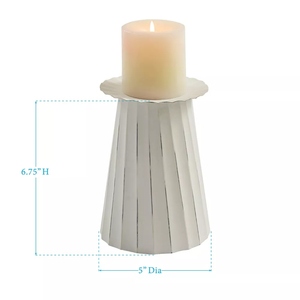 New design white metal <b>small</b> large <b>candle</b> holder 2 pc set pillar <b>candle</b> holder decorative <b>candle</b> stand table decor customization - Product Image 2