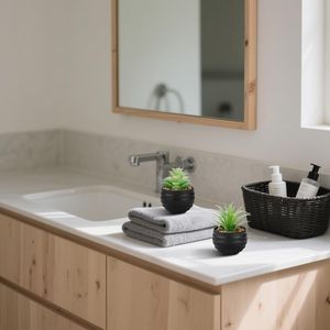 Ensemble de 6 petites plantes succulentes artificielles avec pots noirs pour la décoration de la chambre, du salon, du bureau ou des étagères de la salle de bain - Product Image 3