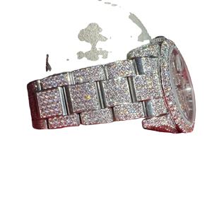 Reloj de Cuarzo Personalizado de Fabricación India, Estilo Hip Hop, Lujoso, de Alta Gama, Mecánico, de Acero Inoxidable con Moissanita para Hombre - Product Image 1