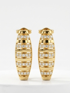 Boucles d'oreilles en or blanc avec diamants ronds taille brillant, unisexe, luxe, pour usage quotidien, couleur D, diamants de laboratoire, or massif 9 carats, certifiées AIGS - Product Image 3